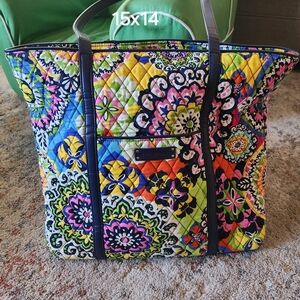 Vera Bradley Quilted Tote Bag with Vibrant Geometric Pattern